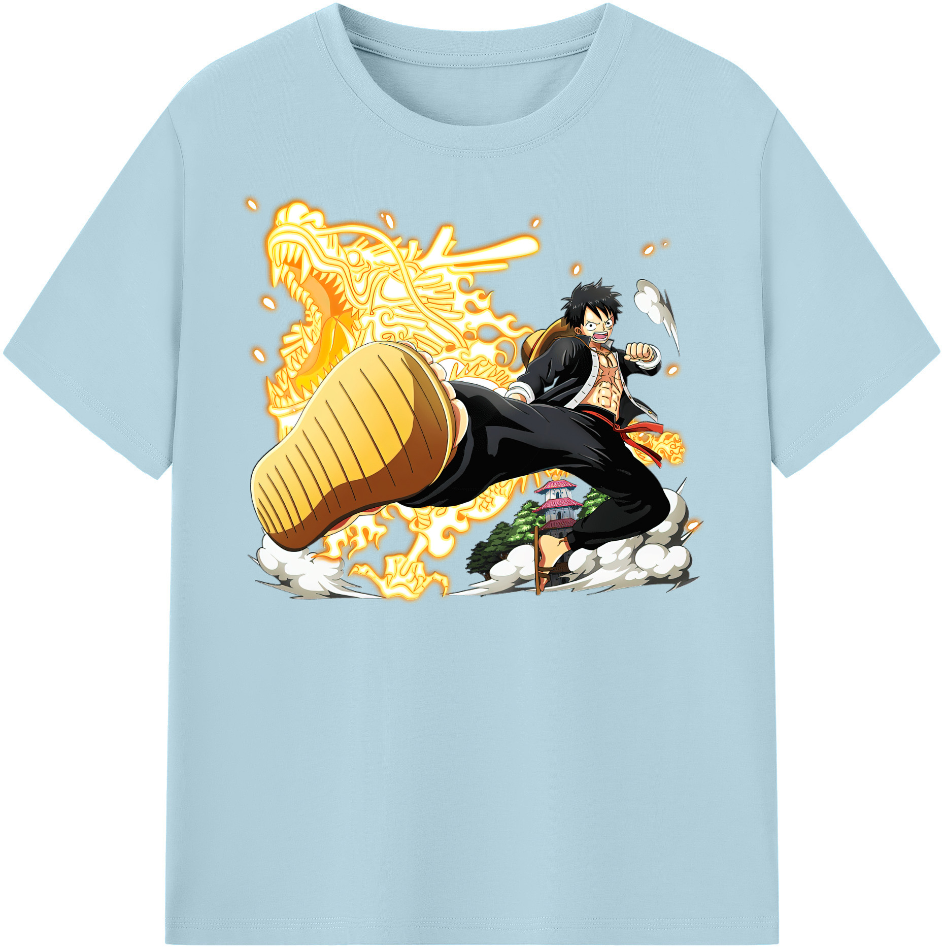 ワンピース モンキー・D・ルフィ ONE PIECE Monkey D. Luffy 綿100％半袖Tシャツ（フロントプリント）